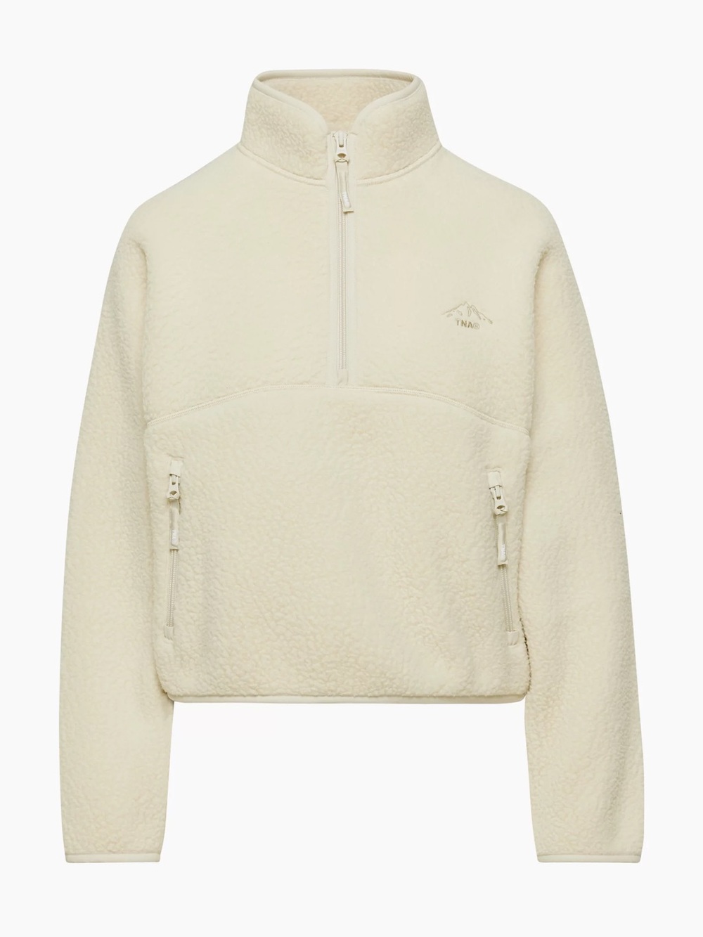 Aritzia TNA Polartec Thermal Pro 1/2 Zip Big Foot Rush Sweater in Mullein